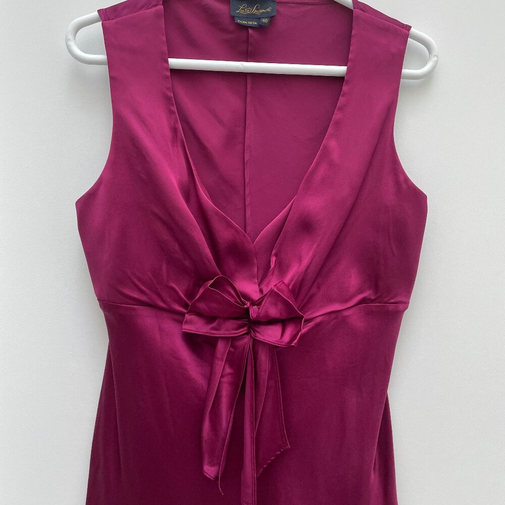 Luisa Spagnoli berry burgundy red blouse pure silk size 48 (16)